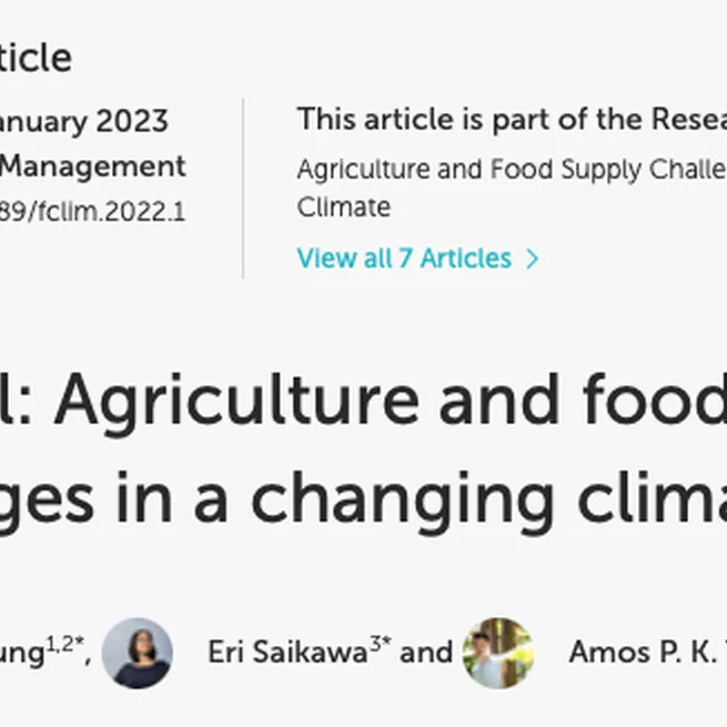 Editorial - Agriculture and food supply challenges in a changing climate